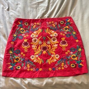 Embroidered Red Skirt